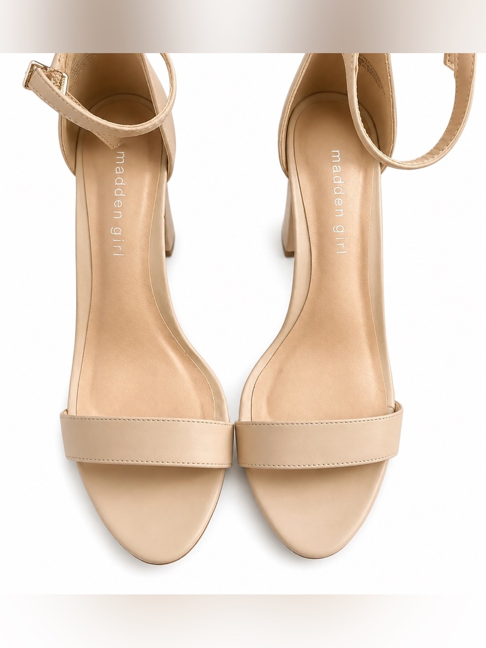 Madden Girl Beella Nude Ankle Strap Block Heel Sandals Women’s Size 8 NWOT